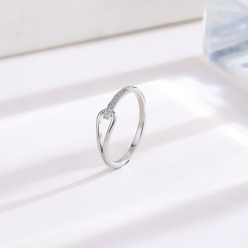 Approximately long diamond hollow titanium steel ring, female niche design, light luxury, fashionable and personalized ring