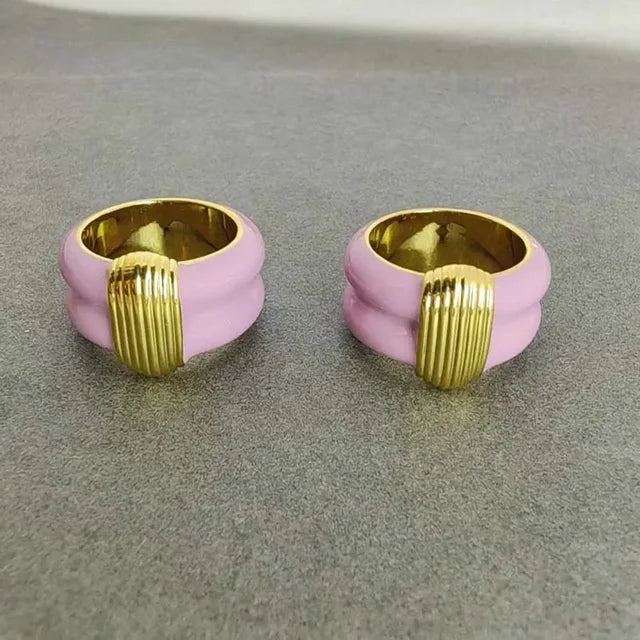 Luxury Brass Stackable Enemal Rings Women Man Punk Style Fashion Designer Jewelry