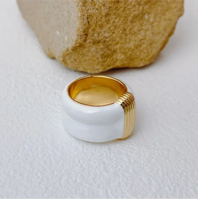 Luxury Brass Stackable Enemal Rings Women Man Punk Style Fashion Designer Jewelry