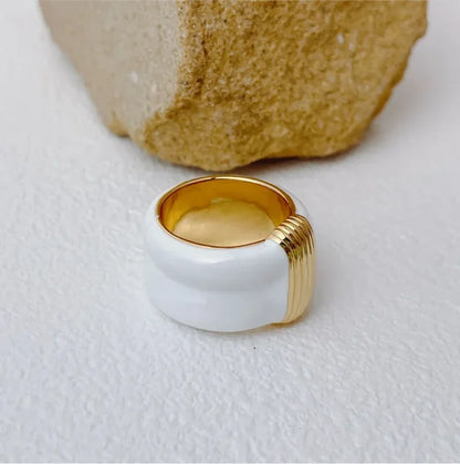 Luxury Brass Stackable Enemal Rings Women Man Punk Style Fashion Designer Jewelry