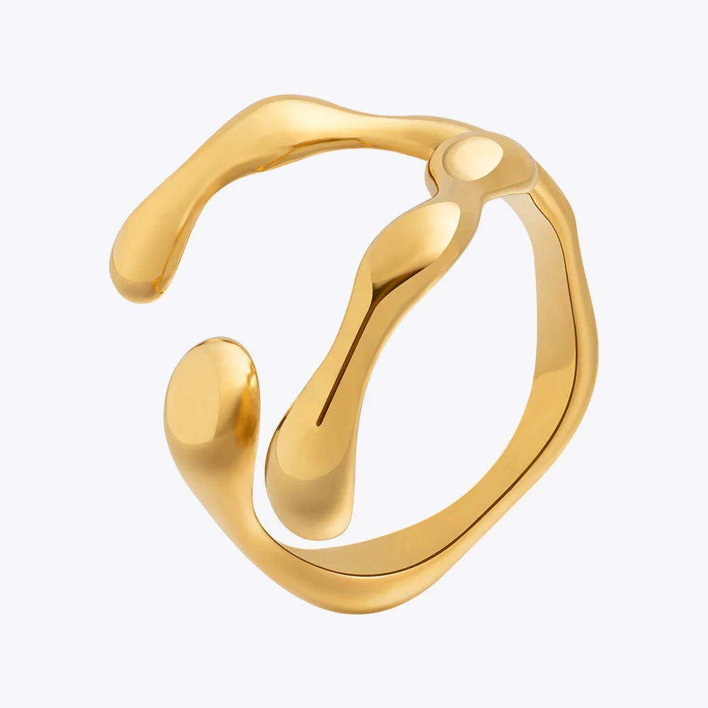 Y Shape Open Ring For Women  Gold Color Stainless Stee Fashion Jewelry Rings Office