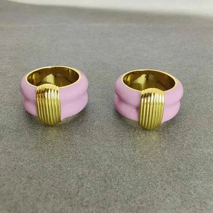 Luxury Brass Stackable Enemal Rings Women Man Punk Style Fashion Designer Jewelry